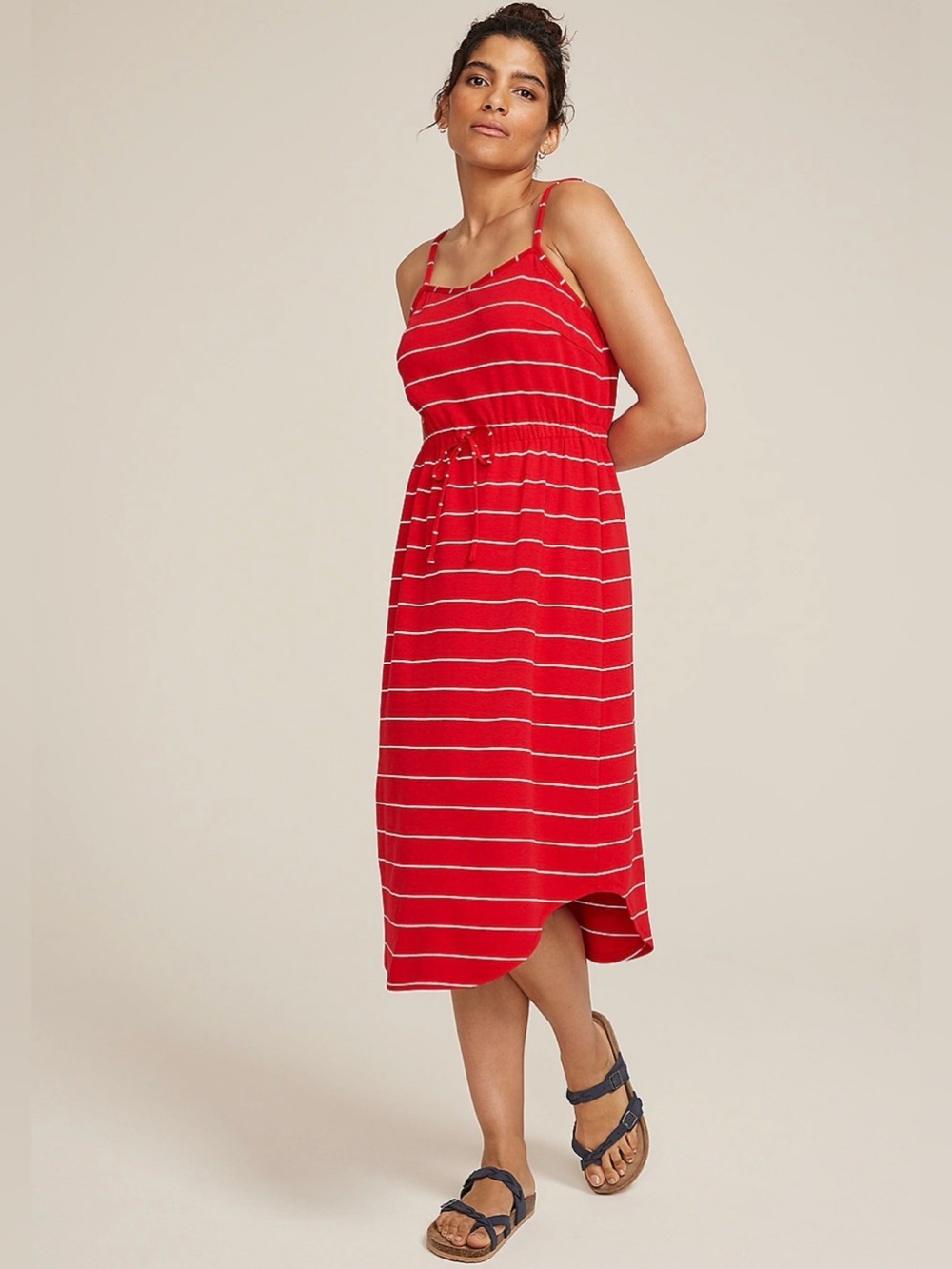 Maurices XXL 24/7 Bare Striped Cinched Waist Midi Dress